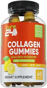 [BRSRAYIPOQFAKEQ4] Collagen Gummies with Zinc, Vitamin C and Biotin, Collagen Peptides Supplement Promotes Hair, Nail, Skin, Bone and Joint Health Support, Made in USA 60 Gummies
