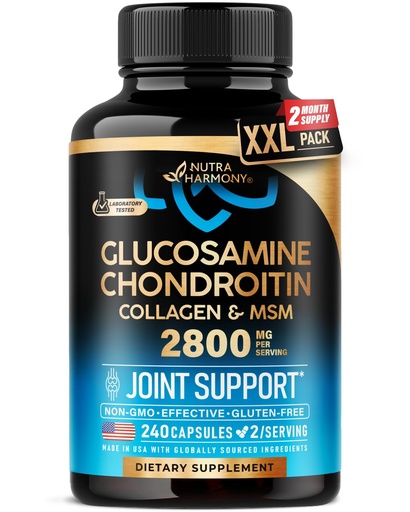 [BRSRAFIYCIGWG33K] Glucosamine Chondroitin MSM Collagen | HSA | Joint Support Supplement 2800 mg | Made in USA | FSA Approved Product Items | Flexibility Nutritional Vitamins | For Men & Women, 240 Capsules