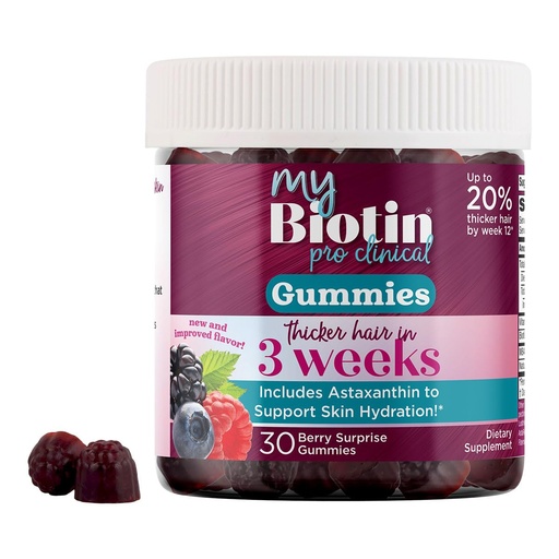 [BRSROGQHOICROE3Z] Purity Products MyBiotin ProClinical Gummies - Thicker Hair Starting in 3 Weeks & Fights Wrinkles - MB40X Biotin Matrix w/Astaxanthin - 40X More Soluble vs Ordinary Biotin 30 Berry Gummy Chews