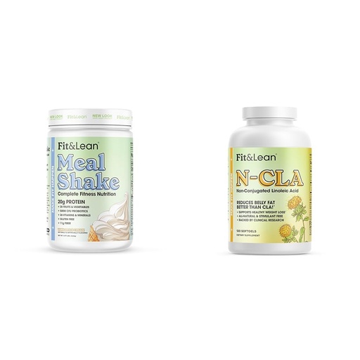 [BRSRAYYYO4FRQDT4] Fit & Lean Meal Shake, N-CLA Fat Burning Capsules, Protein, Fiber, Probiotics, 120 Servings