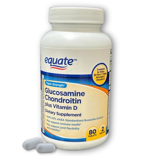 [BRSREHANCR6BQHTX] Glucosamine Chondroitin Plus Vitamin D- Tablets Triple Strength, 80ct (Pack of 1)