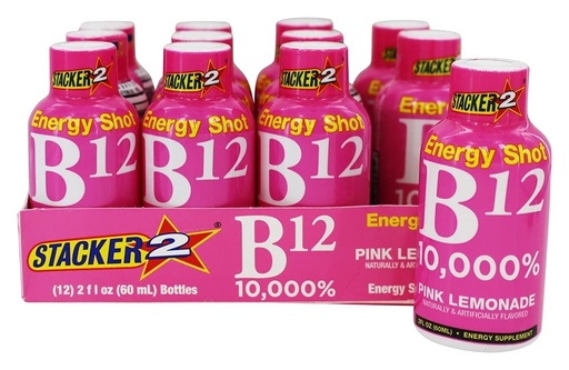 [BRSWKHD7A4IWYDDX] Stacker 2 Pink Lemonade B12 Energy Shot, 2oz (12 Pack)