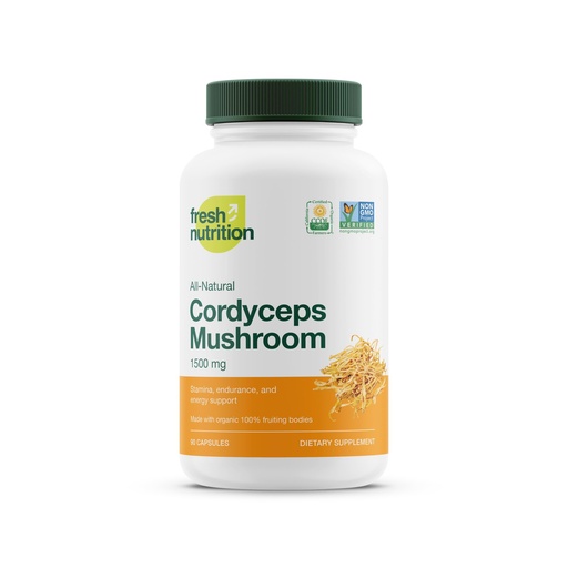 [BRSWG2YHAENA23D2] Organic Cordyceps Capsules (Cordyceps Sinensis Mushroom Extract)- 1500mg Per Serving - Energy & Stamina Support - Rich in Alpha Glucan - Vegan, Non GMO, Gluten-Free - 90 Capsules