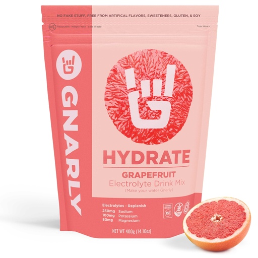 [BRSWK2YMAEGQEA34] Gnarly Nutrition Hydrate Electrolyte Powder – Ruby Red Grapefruit Exercise Hydration Drink Mix – NSF Contents Certified – Electrolyte Solution, Performance & Recovery – Ruby Red Grapefruit, 14.10 oz