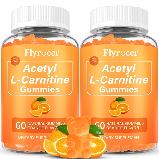 [BRSRAAIZCMCW22Y3] 2 Pack Acetyl L-Carnitine Gummies for Energy & Brain Function Support – Vegan, Non-GMO, Orange Flavor, 120 Count (60-Day Supply)
