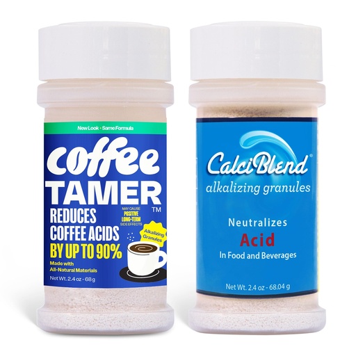 [BRSRAAL3DJ4BYALF] Coffee Tamer Coffee Acid Reducing Granules and CalciBlend 2.4oz Shaker Bottle-Acid Reducing Granules