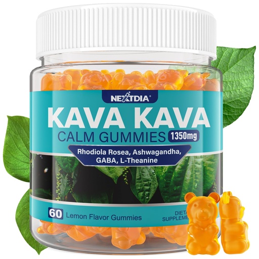 [BRSREEL3BUPBS3L7] Kava Kava Gummies + Ashwagandha + L-Theanine + GABA + Rhodiola Rosea, Sugar Free Calm Gummies Melatonin-Free Kava Blend for Relaxation, Mood & Focus - Alternative to Kava Powder Capsules, Vegan, 60Cts