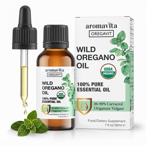 [BRSWK2TZOMBB4DTM] Wild Oregano Oil Organic - 100% Pure Undiluted Organic Wild Oregano Oil with 86-90% Carvacrol, Immune Support - Plant-Based, Herbal Supplement - Vegan, Non GMO, Gluten Free, 1fl.oz/30ml