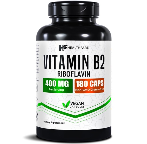 [BRSRMZI7BECBMFIV] Healthfare Vitamin B2 Riboflavin 400mg | 180 Vegan Capsules | High Potency | Non-GMO | Gluten-Free | Made in USA