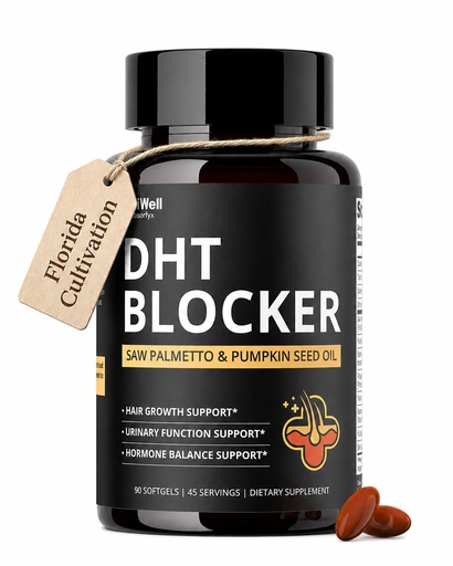 [BRSRGGANB4CAMGQ3] DHT Blocker for Men, 10-in-1 Hair Growth Supplement with Florida Grown Saw Palmetto 320mg, GMO Free, Gluten Free, for Thinning Hair, Hairline & Crown Support, 90 Softgels, 45 Servings