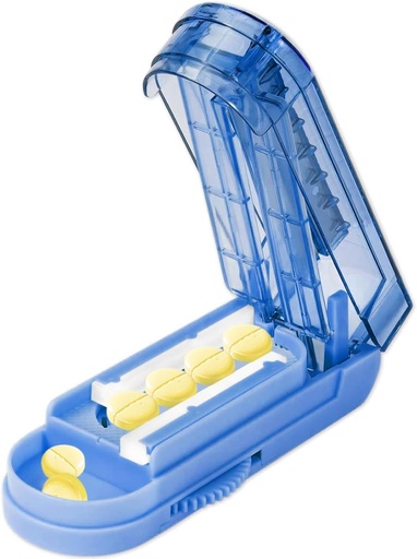 [BRSROCYPCQFQA3AZ] Pill Cutter Splitter for Small and Tiny Pills, Adjustable Tablet Splitter Accurately Cuts Multiple Pills at Once. Sharp Blade with Safety Guard. (Klein Blue)