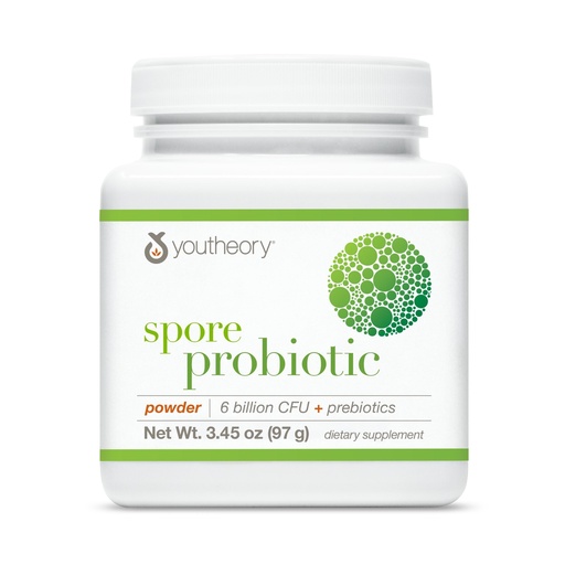 [BRSWGELRAUNRGGTH] Youtheory Spore Probiotic Powder - Vegan Gut Health Supplement for Men & Women* - 6 Billion CFU - Dairy, Soy & Gluten Free - 3.45 oz