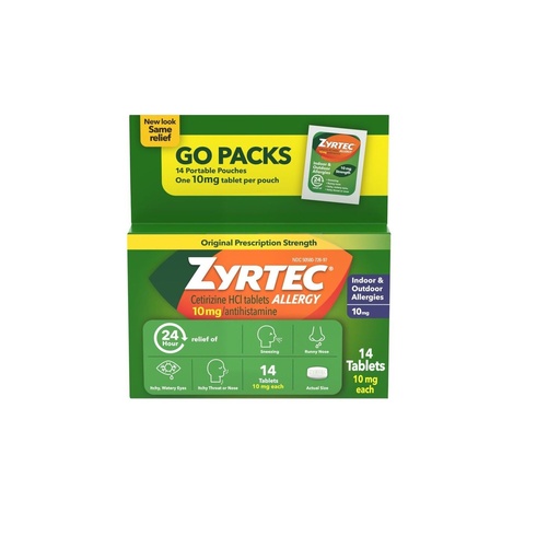 [BRSWGYI2DF6WGCIZ] Zyrtec Allergy 10 mg Tablets Blister Pack - 14 ct, Pack of 2