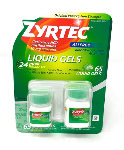 [BRSWIZT7CN5BSE34] Zyrtec Liquid Gels, 65 Liquid Gels