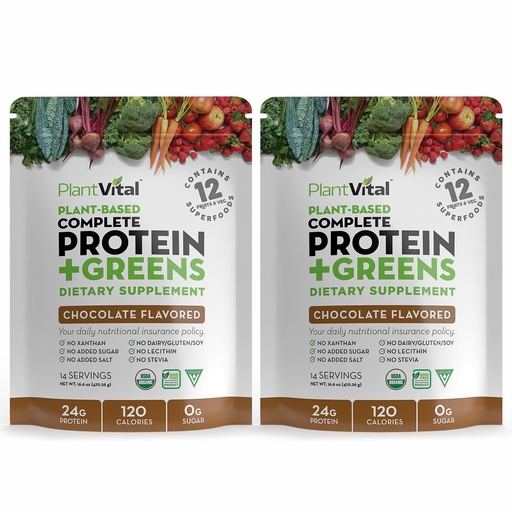[BRSWYFQ5BUMBA3L7] Plantvital Vegan Protein Powder Plant Based, Organic Protein Powder Chocolate 24g/0g Sugar, 12 Superfoods, Veggies, Probiotics, Raw Cocoa, Kale, Beets, Spirulina, Pea, Gluten-Free, Keto Friendly,32oz