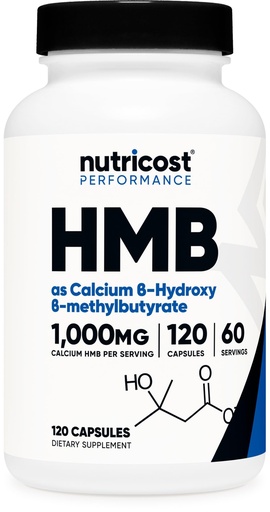 [BRSWGGIRAF5QKYA6] Nutricost HMB (Beta-Hydroxy Beta-Methylbutyrate) 1000mg (120 Capsules) - 500mg Per Capsule, 60 Servings - Gluten Free and Non-GMO