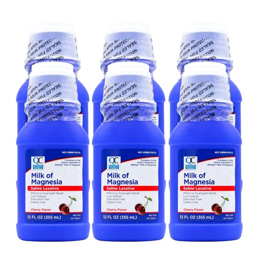 [BRSWIYYPOMMAY2AZ] Quality Choice Milk of Magnesia Cherry Flavor 12 Fl Oz (335ml), Plastic Bottle (Pack of 6)