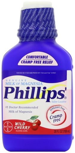 [BRSWKEIYBYMQEETE] Phillips' Milk of Magnesia Liquid Laxative, Wild Cherry, 26 oz, Cramp Free & Gentle Overnight Relief of Occasional Constipation, 1 Milk of Magnesia Brand (Pack of 6)