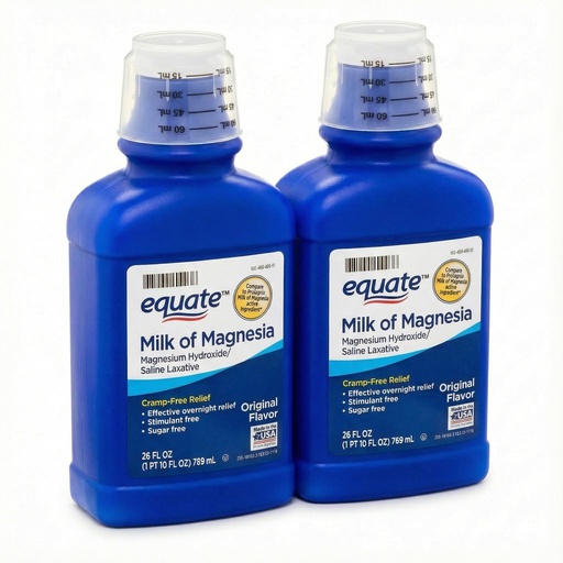 [BRSRGGQCOV5BSYLU] Milk of Magnesia Liquid 1200 mg – 26 fl oz Saline Laxative, Magnesium Hydroxide Original Flavor, Liquid Laxative for Adults and Children 6+, Low Sodium (Pack of 2)