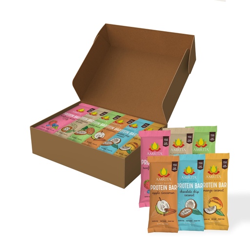 [BRSW2AIYAQCB43L2] Amrita Nut Free Vegan Protein Bars Variety Pack (12 Bars, 6 Flavors) | 12g Plant Based Protein Bars | Peanut Free, Gluten Free, Dairy Free | Soy Free, Non-GMO | Low Sugar High Fiber