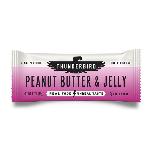 [BRSRA2QKA4FBGELU] Thunderbird Bars Energy Snack, Gluten-Free with Protein, Healthy Real Food, Vegan Non-GMO, No Added Sugar (12 Count, 1.7 oz. Bars) (Peaut Butter Jelly)