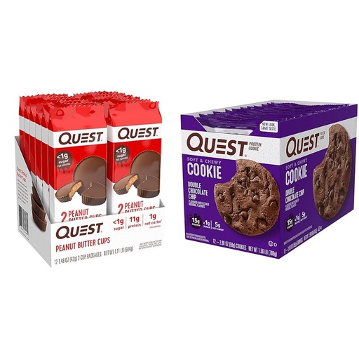 [BRSROAIKCB5QYCT4] Quest Nutrition High Protein Low Carb & Double Chocolate Chip Protein Cookie, High Protein, Low Carb, 12 Count