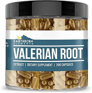 [BRSW2Z35A4MQK2DH] Earthborn Elements Valerian Root 200 Capsules, Pure & Undiluted, No Additives