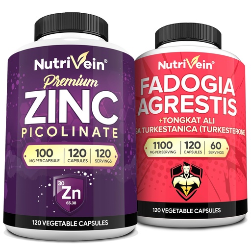 [BRSRABDQCEGQIHT7] Nutrivein Premium Zinc Picolinate & Fadogia Agrestis and Tongkat Ali Supplement Bundle: Tongkat Ali Fadogia Agrestis & Zinc Picolinate Supplements for Fitness, Vitality, and Overall Wellness