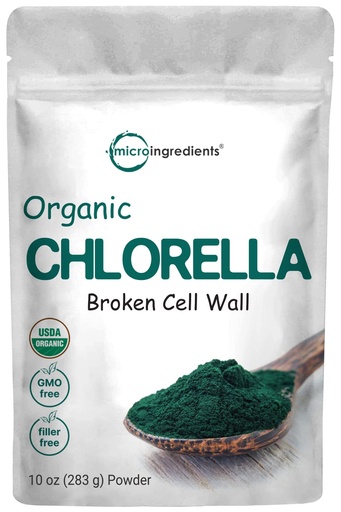 [BRSWKHT3C4HBWHDE] Organic Chlorella Powder, 10 Ounce, Broken Cell Wall, Rich in Vegan Proteins & Vitamins, Raw, Bulk Premium Chlorella Supplement, Vegan Friendly, Non-Irradiation