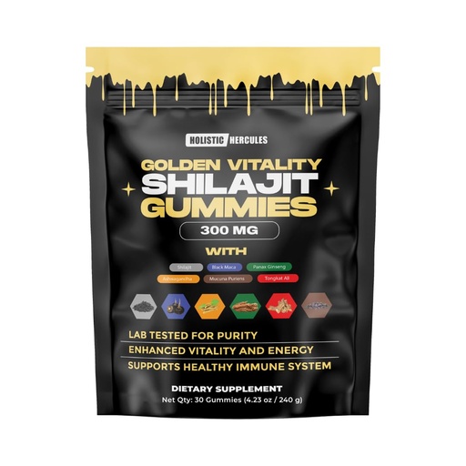 [BRSRAAA2B56WKCQZ] Holistic Hercules Himalayan Gold Shilajit Gummies with Ashwagandha Black Maca Tongkat Ali Panax Ginseng Mucuna | 100% Natural Organic | Vegan Non-GMO Sugar-Free (30)