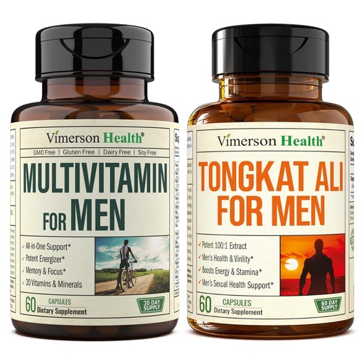 [BRSREY32CANQEHQ3] Multivitamin for Men & Tongkat Ali for Men - Daily Men's Health Bundle with Essential Vitamins, Minerals & Testosterone Support for Energy, Strength & Vitality