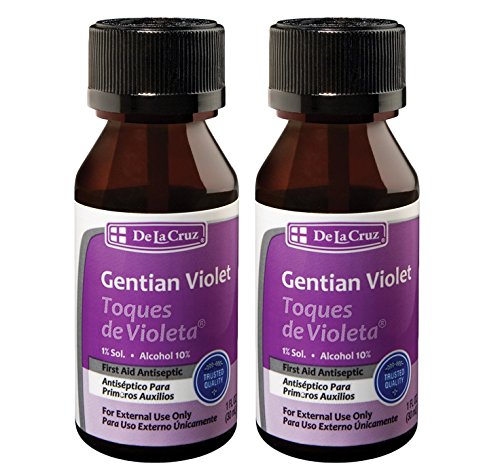 [BRSWKZY3DICRAHI3] De La Cruz Gentian Violet - Violeta de Genciana - Tincture of Violet 1% First Aid Antiseptic, 1 FL OZ (2 Bottles)