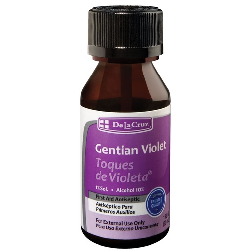 [BRSWIHQLBMDWIGAV] De La Cruz Gentian Violet - Violeta de Genciana - Tincture of Violet 1% First Aid Antiseptic, 1 FL OZ