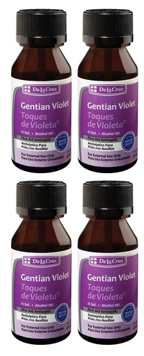 [BRSWKEY7BB7AYF3Y] De La Cruz Gentian Violet - Violeta de Genciana - Tincture of Violet 1% First Aid Antiseptic, 1 FL OZ (4 Bottles)