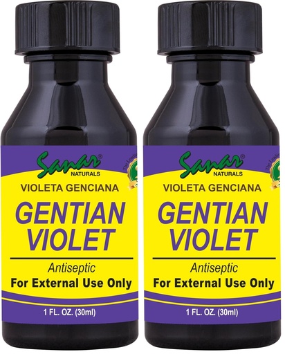 [BRSRAELROAMGEET7] Sanar Naturals Gentian Violet, 1 fl oz - Violeta de Genciana - Tincture of Violet 1% First Aid Antiseptic (Pack of 2)