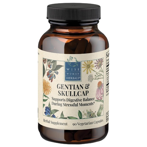 [BRSWIZY5OUGREFYZ] Wise Woman Herbals Gentian & Skullcap Digestion Support Supplement, Non-GMO, Bloating & Indigestion Relief, Supports GI Motility & Gut Comfort, Mood Balance, 90 Veg Caps