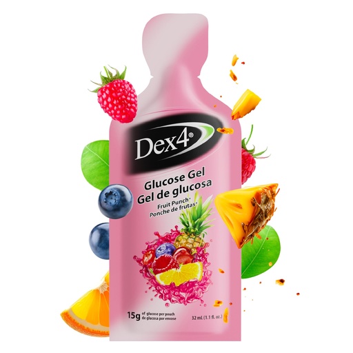 [BRSREEA2AEFWEDL4] Dex4 Glucose Gel Packs, 15g Fast-Acting Pre-Measured Glucose, 6-Pack, Fat-Free, Gluten-Free, Fruit Punch