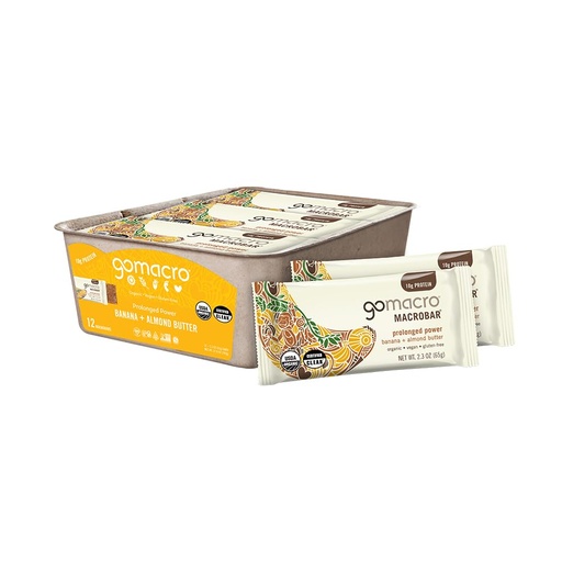 [BRSWKZYGAJ7RGYLM] GoMacro MacroBar Organic Vegan Protein Bars - Banana + Almond Butter, (2.3 Ounce Bars, 12 Count)