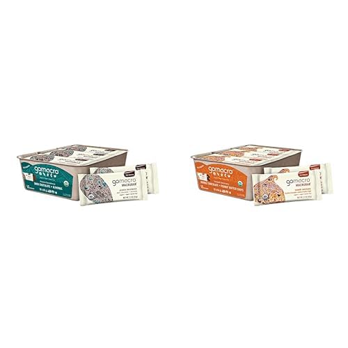 [BRSRE2QFOEFQEA36] GoMacro MacroBar Organic Vegan Protein Bars - Dark Chocolate + Almonds & Double Chocolate + Peanut Butter Chips (2.3 Ounce Bars, 12 Count) (Pack of 2)
