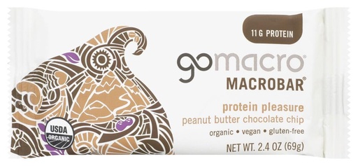 [BRSWIY36CYHQKYDA] GoMacro Organic Macrobar, 2 oz bars, Peanut Butter Chocolate Chip, 12 bars