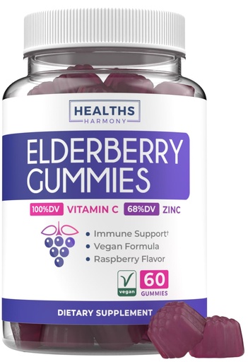[BRSRA2YCPIFGMH35] Vegan Sambucus Elderberry Gummies for Adults - Black Elderberry Vitamin C and Zinc Gummies for Daily and Seasonal Wellness - Delicious and Nutritious Immune Support Gummy (1 Month Supply)