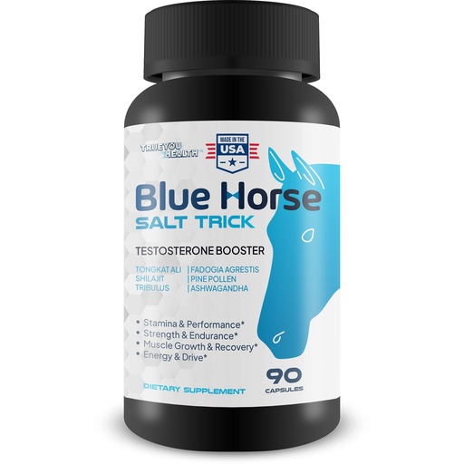 [BRSRGAL6OR4BAEYV] Blue Horse Salt Trick Testosterone Booster - Our Best Ultra Potent Test Support Supplement - Maximum Strength & Stamina - Fadogia Agrestis, Tongkat Ali, Boron, Pine Pollen, & Maca Supplement for Men