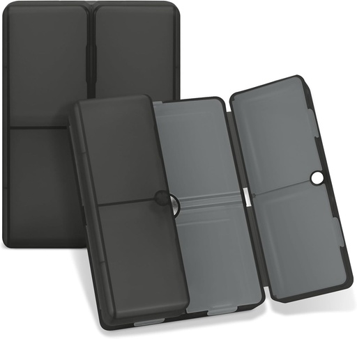 [BRSROHT7OENAYDLK] FYY Daily Pill Organizer, 7 Compartments Portable Pill Case Travel Pill Organizer,[Folding Design] Pill Box for Purse Pocket to Hold Vitamins,Cod Liver Oil,Supplements and Medication-Clear Black