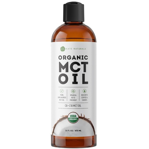 [BRSROZAHAV6RMCLB] Kate Naturals MCT Oil for Coffee & Keto (16oz) USDA Certified Organic MCT Oil Liquid with only C8 & C10. Odorless Fuel for Body & Mind. No Aftertaste