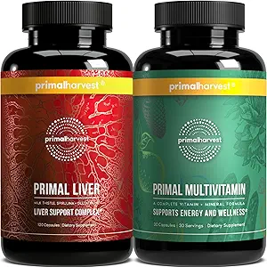 [BRSRO2Y3OYNR4336] Primal Harvest Multivitamin & Liver Supplements for Women and Men Liver Support Complex with Alpha-Lipoic Acid, L-Cysteine HCL, L-Glutathione, Milk Thistle, and Spirulina