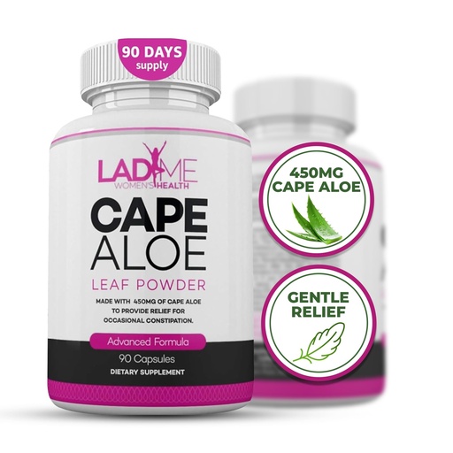 [BRSWGGQOAECR6ET2] Pure Cape Aloe Herbal Laxative for Constipation Relief - Healthy Bowel Movement - Natural Colon Cleanse & Detox Dietary Supplement - Specially Designed for Women by Ladyme - 90 Capsules