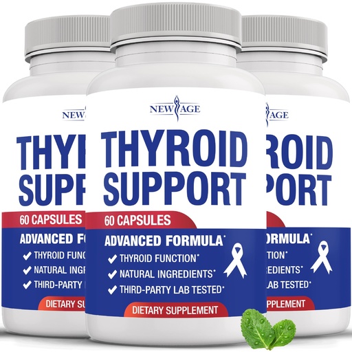 [BRSREZQBBAGR4AD5] NEW AGE Thyroid Support Supplement for Women & Men with Iodine, B12, Zinc, Selenium, Ashwagandha, Bladderwrack, Turmeric, Schisandra - Non-GMO - 180 Count