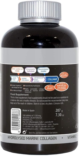[BRSW2ZIQDMPAGAL6] Drasanvi (2 Pack) COLLMAR Hydrolyzed Marine Collagen with Magnesium 180 Tablets - for Healthy Skin Cartilage, Bones and Muscles