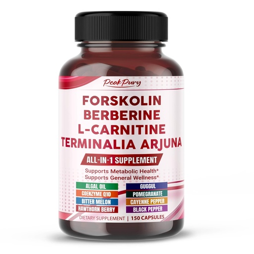 [BRSREZIOBECWAALO] All-in-1 Herbal Blend with Forskolin, Berberine & L-Carnitine – Daily Wellness Support – 150 Capsules