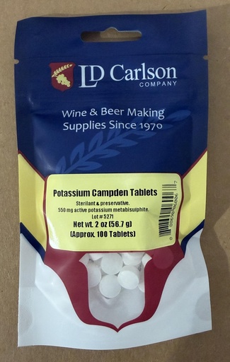 [BRSWIFYRCMNAA3Y5] Campden Tablets (potassium metabisulfite) 550 mg - 100 Tablets Personal Healthcare / Health Care